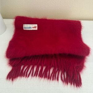 Original Crocodile Red Cashmere Fringe Scarf
